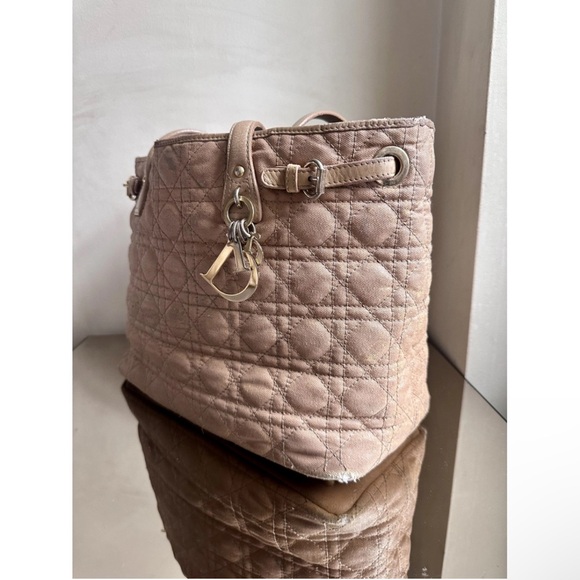 SOLD Dior  leather & coated canvas  Cannage Panarea  bag in Rosata pink / beige - Picture 8 of 10